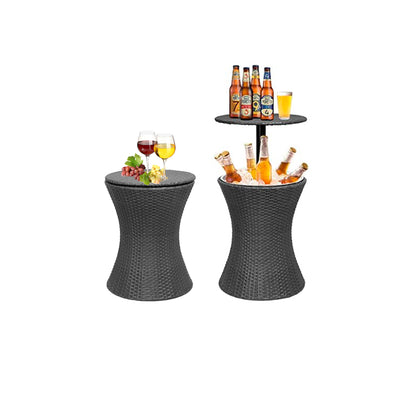 Bar Table Drink Side Table With Adjust Height And Lid Rattan Hanmade Table For Outdoor Furniture