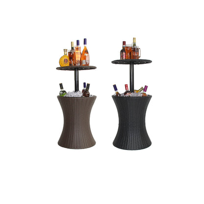 Bar Table Drink Side Table With Adjust Height And Lid Rattan Hanmade Table For Outdoor Furniture