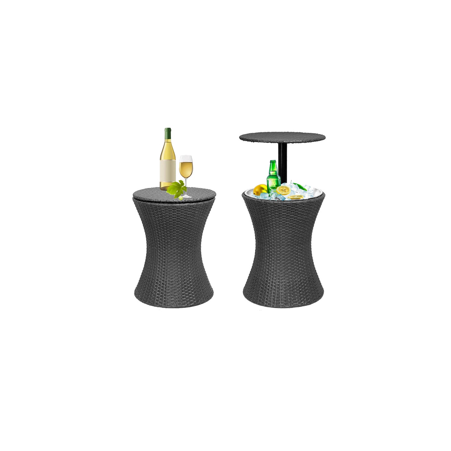 Bar Table Drink Side Table With Adjust Height And Lid Rattan Hanmade Table For Outdoor Furniture