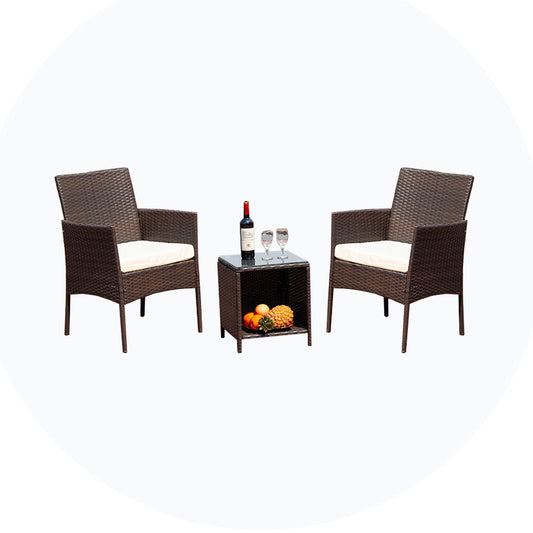 Traditional Modern Outdoor Table Set for Hotel Garden Wicker Rattan Set with Storage Table