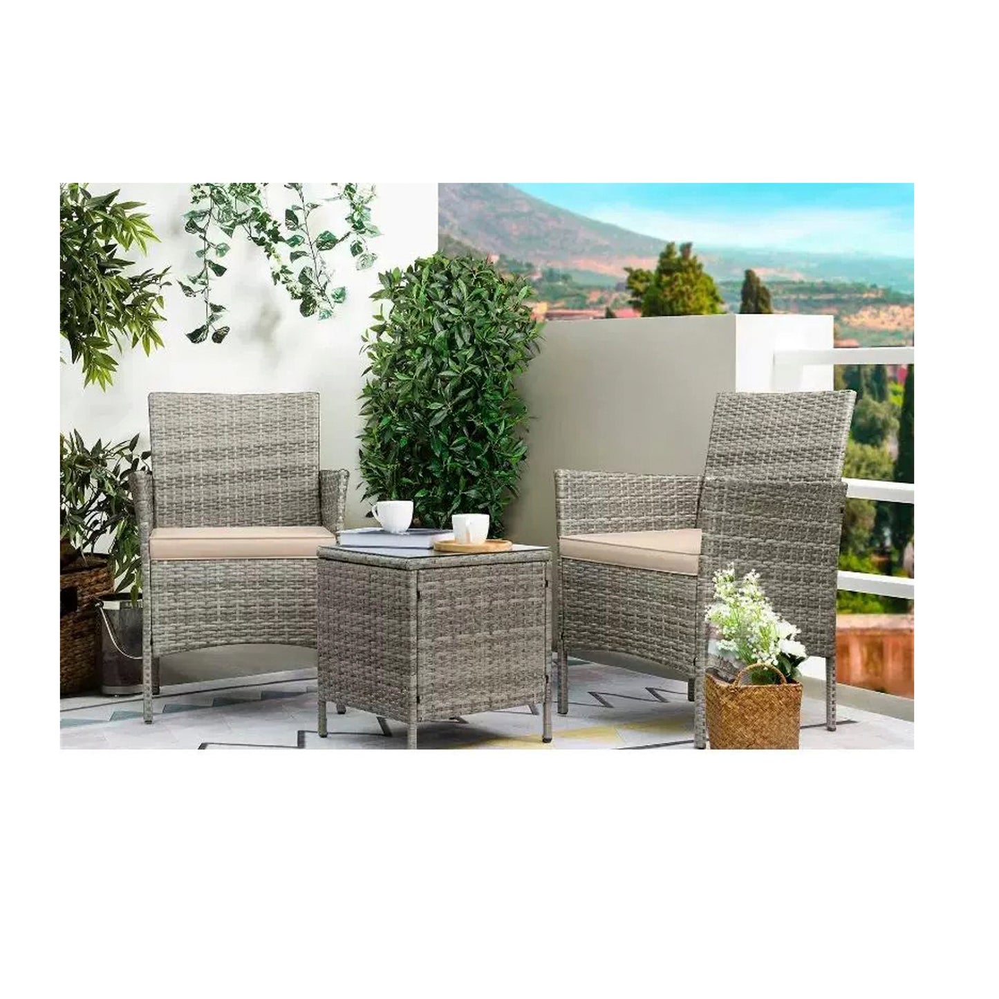 Factory Conversation Balcony Outdoor Garden Sofa Rattan Patio Wicker Furniture Set 3PCS