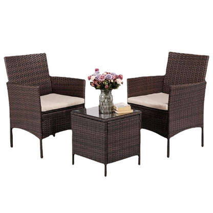 Factory Conversation Balcony Outdoor Garden Sofa Rattan Patio Wicker Furniture Set 3PCS